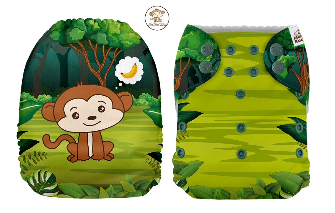 Pocket Diaper-(Monkey in the forest)-Positional-Nov 2021-(Mama Koala & PPC Custom Print)