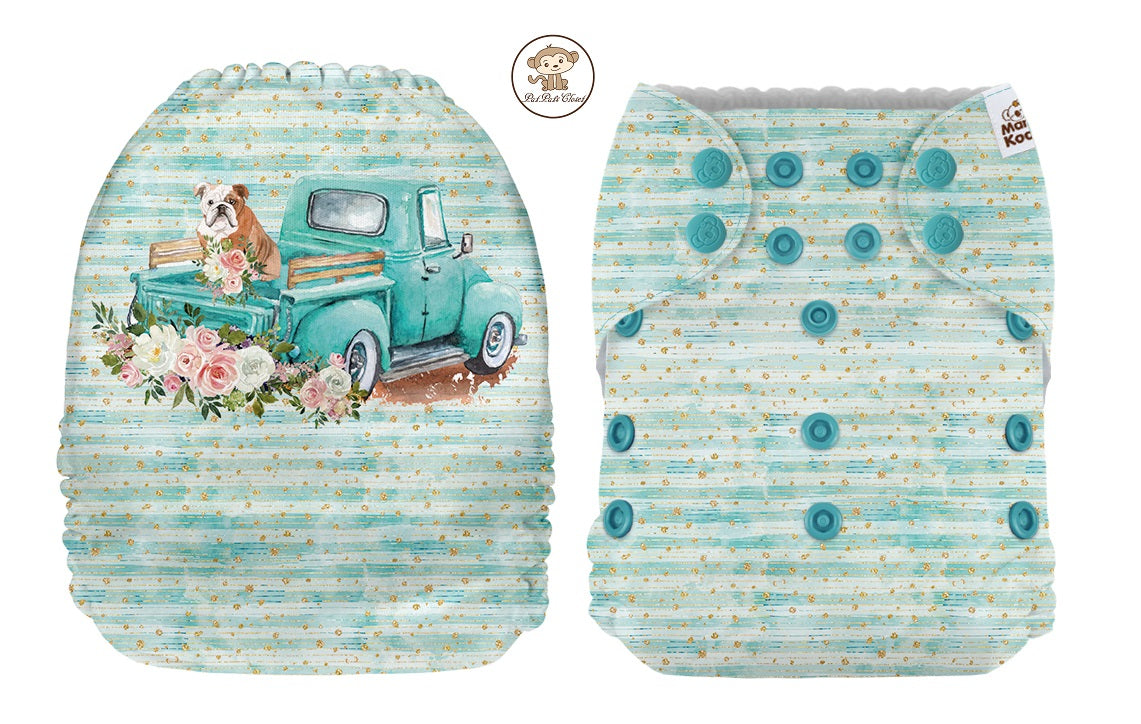 Pocket Diaper-(Truck and Bulldog)-Jan 2021-(Mama Koala & PPC Custom Print)