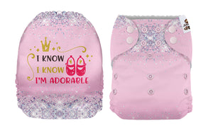 Pocket Diaper-(I know I know I am adorable)-Positional-April 2021-(Mama Koala & PPC Custom Print)