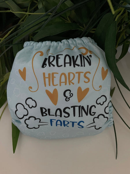 Pocket Diaper-(Breaking hearts vs Blasting farts)-Positional- May 2021-(Mama Koala & PPC Custom Print)