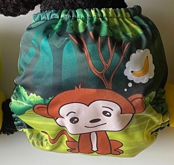 Pocket Diaper-(Monkey in the forest)-Positional-Nov 2021-(Mama Koala & PPC Custom Print)